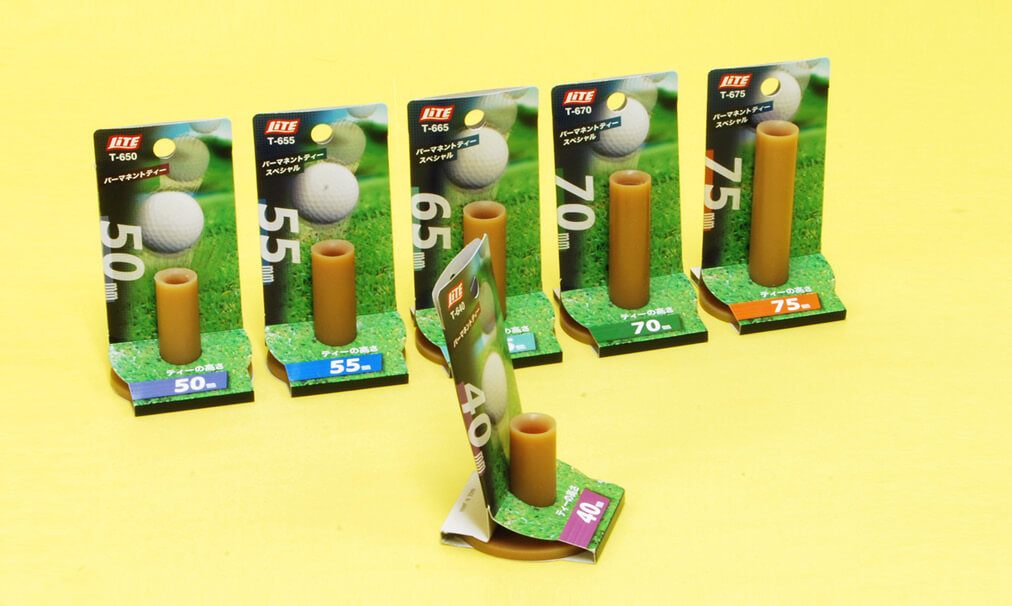 商品パッケージのデザイン事例、ゴルフティー台紙